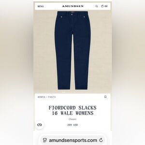 Amundsen Women's Classic Fjordcord Slacks - Navy